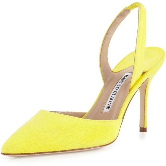 Carolyne Gala High-Heel Suede Halter Pump, Yellow 90mm slingback 38.5 - Picture 1 of 12